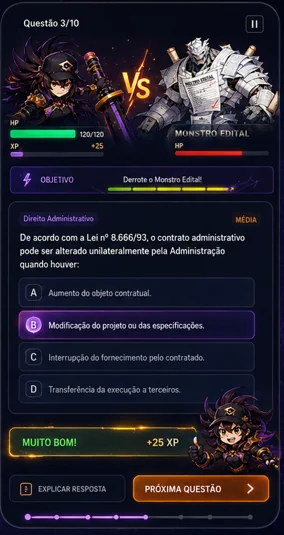 Tela real de batalha de questões do Detona Concursos